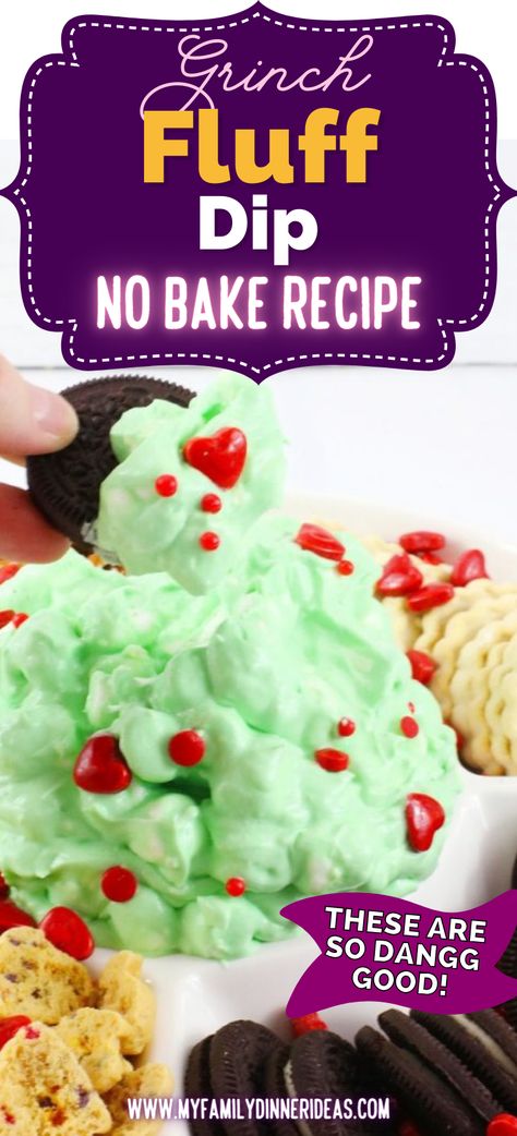 Grinch Fluff Salad, Christmas Grinch Dip, Grinch Cheesecake, Grinch Fluff, Grinch Dip Cream Cheeses, Grinch Inspired Desserts, Grinch Cheesecake Bites, Grinch Cheesecake Lush, Grinch Dip