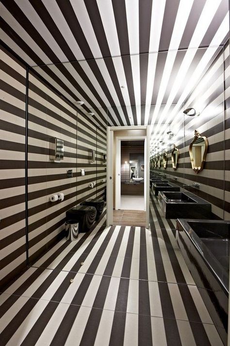 Nautical Interior, Deconstructivism, Restroom Design, Striped Room, Deco Bathroom, Bathroom Themes, Bathroom Design Decor, White Floors, Interior Concept