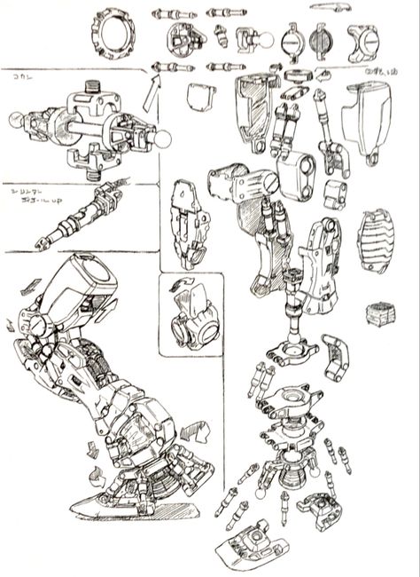 How To Draw Mecha, Mecha Art Illustrations, Mech Drawing, Mecha Sketch, Robot Mechanics, Robot Design Sketch, Robot Sketch, Perfect Grade, Robot Parts