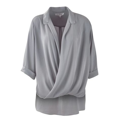 bird keepers The Cross Over Blouse (1,105 MXN) ❤ liked on Polyvore featuring tops, blouses, surplice blouse, surplice top and cross over top Summer V-neck Gray Blouse, Trendy Gray V-neck Tops, Classic Gray V-neck Top, Chic Silver V-neck Top, Gray Relaxed Fit V-neck Top, Surplice Top, Mob Dresses, Modern Outfits, Style Board