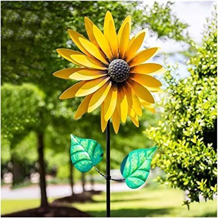 Wind Spinner Yard Art Yellow Sunflower Pinwheels Garden Party Pinwheel Windmill 3D Stainless Steel Metal Sculptures Sunflower Kinetic Hanging Whirligigs Decorations Sun Catcher Windmill (A) Sunflower Wind Spinner, Metal Garden Benches, Metal Windmill, Sunflower Garden, Outdoor Garden Decor, Garden Accents, Yellow Sunflower, Wind Spinners, Garden Stakes