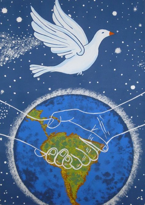 Unity In Art, Nature Drawing For Kids, Peace Drawing, Earth Day Drawing, African Art Projects, World Peace Day, Freedom Art, Peace Poster, Whimsical Art Journal