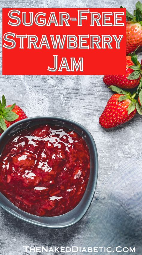 Sugar Free Diabetic friendly Strawberry jam Recipe Keto Spreads, Vsg Meals, Sugar Free Jelly, Strawberry Freezer Jam Recipe, Sugar Free Jam Recipes, Sugar Free Strawberry Jam, Strawberry Freezer Jam, Freezer Jam Recipes, Sugar Free Jam