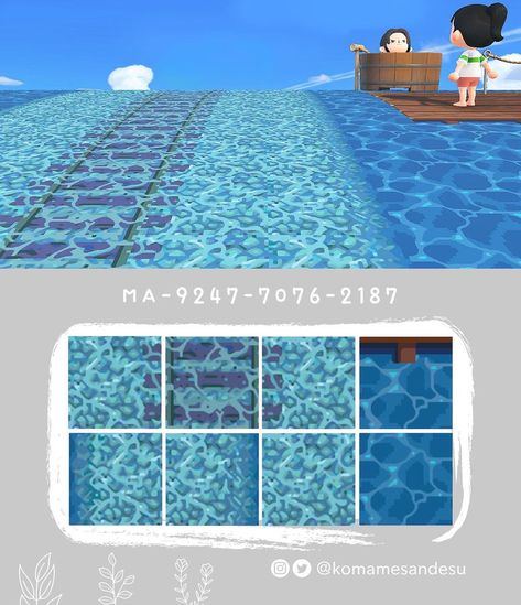 Animal Crossing Water Design Code, Water Code Animal Crossing, Water Acnh Design, Acnh Ocean Code, Acnh Ocean Design, Water Acnh Code, Water Path Animal Crossing, Acnh Water Path Code, Water Design Acnh