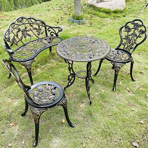 Balcony Tables, Round Chairs, Aluminium Garden Furniture, Balcony Table And Chairs, Carver Chair, Table Bistrot, Victorian Garden, Stainless Steel Fittings, Casa Exterior