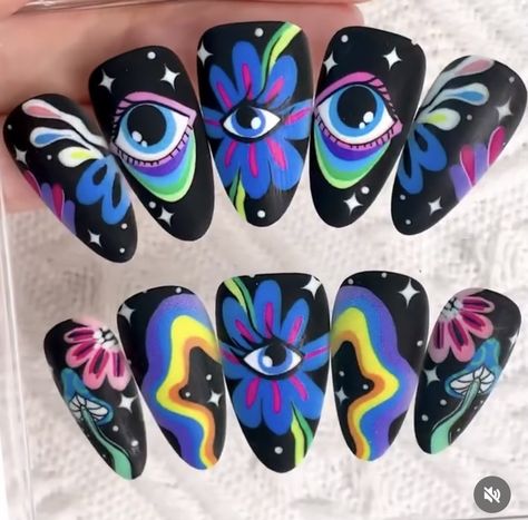 Trippy Nails, Flash Nails, Witch Nails, Witchy Nails, Gothic Nails, Crazy Nails, Simple Nail Art Designs, Nails Only, Beautiful Nail Art