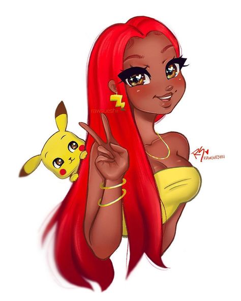 Christina Lorre on Instagram: “A wild Pikachu has appeared! ⚡️😍 It’s funny because I wasn’t planning on drawing a pikachu it just popped up and I got inspired, it’s…” Christina Lorre Drawings, Christina Lorre, Anime Disney, Girl Cartoon Characters, Pokemon Anime, Dope Cartoon Art, Black Anime Characters, Black Cartoon, Black Art Pictures