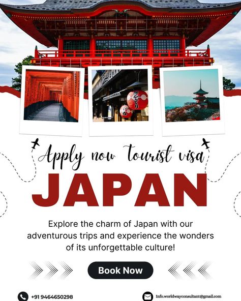 It's time to Apply your Japan Tourist/Visiter visa with us ✈️⛩️ Fast Visa processing 99% Success Ratio Online service available For more information contact us:- 📞9464650298 Japan Visa, Visa Processing, Japan Tourist, Ad Creative, Online Service, More Information, Contact Us, How To Apply, Japan