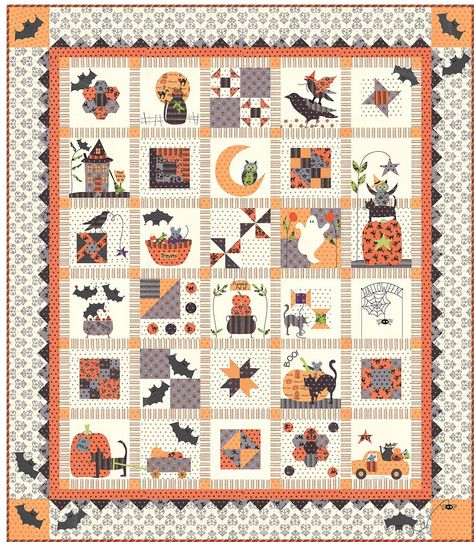 Halloween Quilt Patterns, Halloween Blocks, Halloween Applique, Halloween Quilt, Halloween Sewing, Halloween Kit, Row Quilt, Applique Quilt Patterns, Holiday Quilts