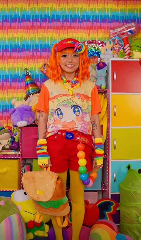 Casual Decora Fashion, Decora Fashion Aesthetic, Decora Kei Aesthetic, Hyperpop Fashion, Decora Kei Outfits, Rainbowcore Fashion, Decora Kei Fashion, Decora Outfits, Clowncore Outfit