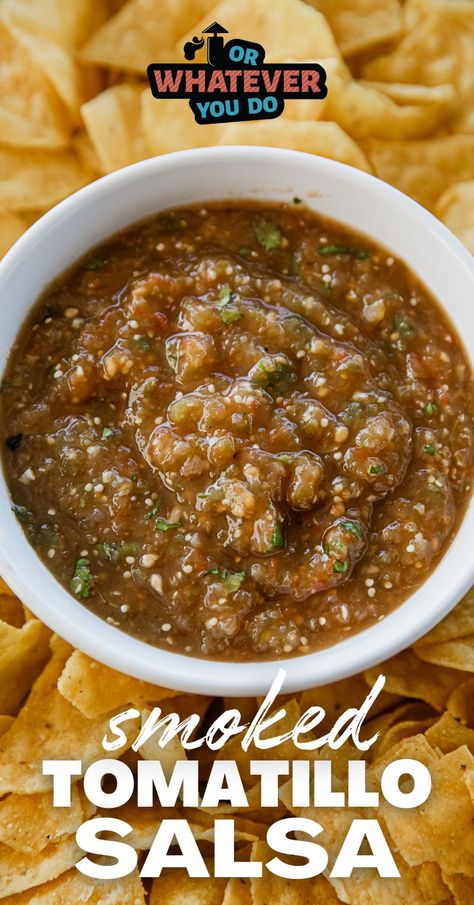 Smoked Tomatillo Salsa, Smoked Salsa, Tomatillo Salsa Recipe, Pulled Pork Enchiladas, Pork Enchiladas, Smoked Recipes, Outdoor Cooking Recipes, Easy Salsa Recipe, Spicy Corn