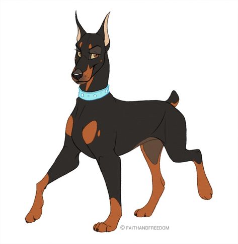 Doberman Pinscher Natural Ears, Dog Design Art, Cute Dog Drawing, Canine Drawing, Cartoon Dogs, Dog Animation, Dog Drawings, Puppy Art, 강아지 그림