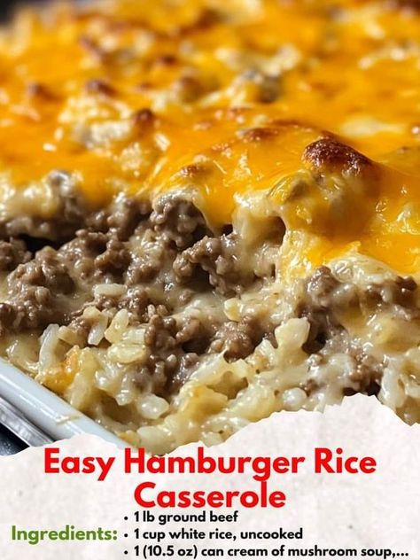 Grandma's Old Time Canning Recipes | Easy Hamburger Rice Casserole | Facebook Rice And Hamburger Casserole, Hamburger Meat And Rice Recipes Easy, Easy Hamburger Rice Casserole, Hamburger And Rice Casserole, Cream Of Mushroom Rice, Hamburger And Rice Recipes, Minute Rice Recipes, Hamburger Rice Casserole, Mushroom Rice Recipes