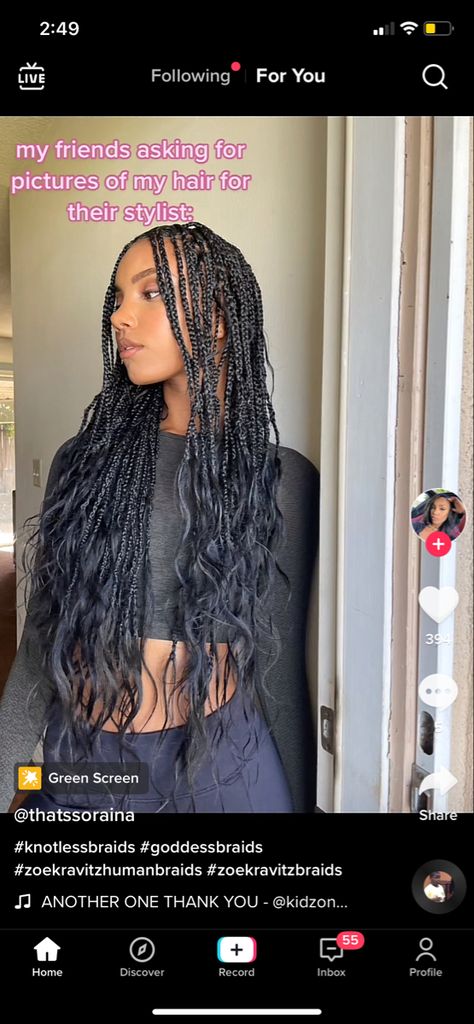 Zoe Kravitz Box Braids, Gabrielle Union Braids, Bohemian Braids Natural Hair, Braided Hairstyles Goddess Braids, Box Braids Bohemian, Wolf Cut Braids, Hairstyles For Events, Moesha Braids, Knotless Box Braids Hairstyles