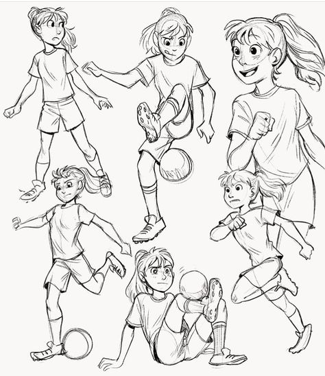 Drawing Younger Characters, Children Poses Drawing Reference, Drawing Children Reference, Kids Playing Reference, Kids Poses Drawing, Child Running Reference, Child Drawing Poses, How To Draw Kids Character Design, Child Poses Art Reference