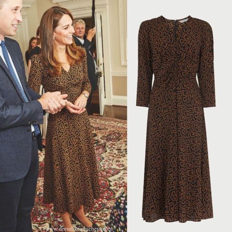 Kate Middleton in LK Bennett Gabrielle Dress for Teen Hero Reception - Dress Like A Duchess Kate Middleton Style Outfits, Cambridge Family, Wales Family, Sewing Fashion, Yellow Mini Dress, Princess Catherine, Middleton Style, Polka Dots Fashion, Coral Print