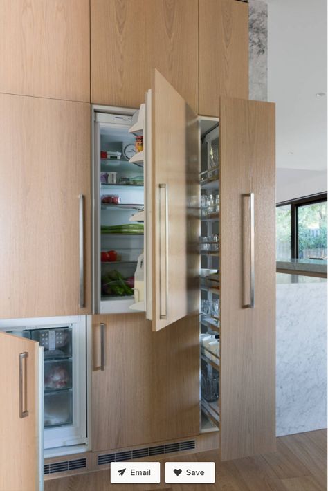 Integrated Refrigerator is Liebherr brand. Seamless Cabinets, Hidden Fridge, Integrated Refrigerator, Pantry Layout, Refrigerator Cabinet, Integrated Appliances, Handmade Kitchens, Home Room Design, Cabinet Furniture