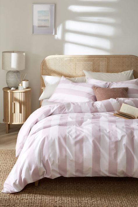 Light Pink Bedding, Pink Bed Sheets, Girls Duvet Covers, Stripe Bedding, Monochrome Color Palette, Pink Duvet, Striped Bedding, Blue Duvet, Striped Duvet