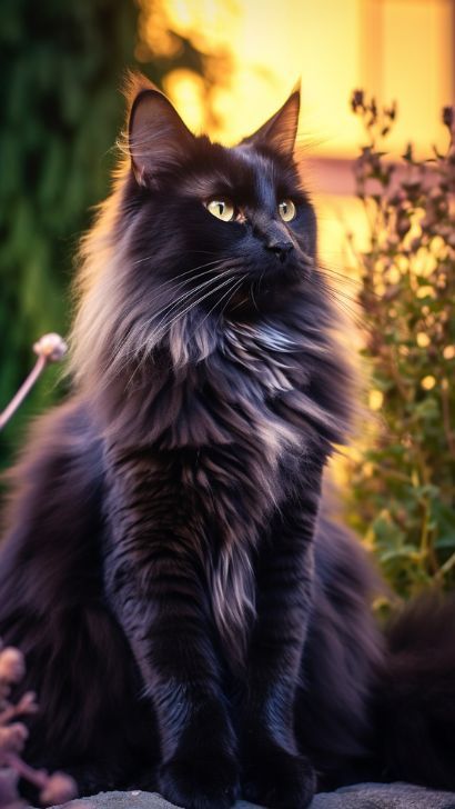 Black Norwegian Forest Cat Breed - PICTURES &amp; BREED PROFILE of Norwegian Forest Cat Black Coat Norwegian Forest Cat Black, Black Norwegian Forest Cat, Black Cat Photography, Norwegian Forest Kittens, Majestic Cats, Black Cat Images, Norwegian Cat, Black Cat Pictures, Majestic Cat