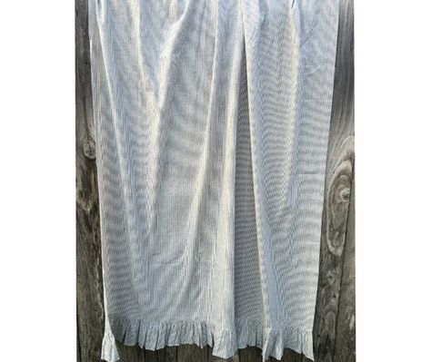 Ruffled Shower Curtain, Subtle black and white ticking stripe, 72x72, 72x85, 72x94, 72x72, Striped S Ruffled Shower Curtain, Linen Shower Curtain, Long Shower Curtain, Extra Long Shower Curtain, Ruffle Shower Curtains, Farmhouse Style Living Room, Ruffle Linen, Striped Shower Curtains, Shower Curtain Hooks