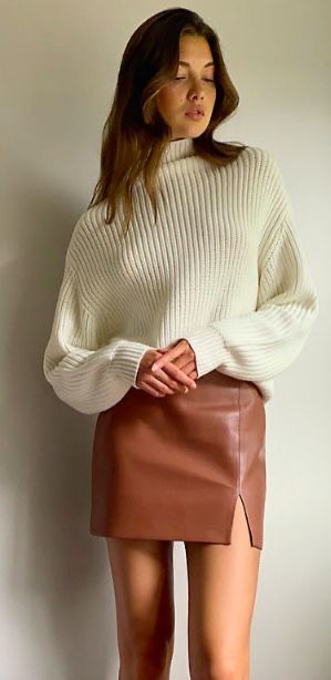 Thanksgiving Outfits…. | The Thrill of the hunt Fall Outfits Women Leather Skirt, Tan Faux Leather Skirt Outfit, Skirt With Sweater Outfit Winter, Mini Brown Leather Skirt Outfit, Autumn Outfits Brown Skirt, Brown Velvet Skirt Outfits, Boots And Skirts Outfits Autumn, Leather Skirt Brown Outfit, Brown Leather Skirts