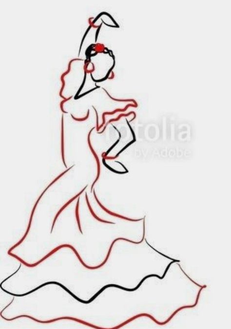 Flamingo Dancer Drawing, Spanish Dancer Drawing, Spanish Drawings Ideas, Flamenco Drawing, Spanish Drawings, Tango Drawing, Postcard Drawing, Spanish Tattoos, Tango Art