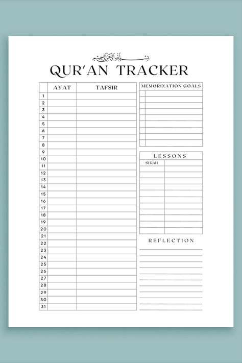 VISIT LINK ABOVE FOR MORE INFO! Explore more Islamic Trackers on my Etsy shop: Lamsat Layan (shop link available in my bio) Thank you! Quran Checklist, Studying Quran, Quran Planner, Bullet Journal Reflection, Quran Tracker, 2025 Journal, Prayer Tracker, Journal Reflection, Islamic Journal