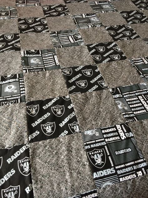 Oakland Raiders Quilted Throw by LoveErinMarie on Etsy Raiders Stuff, Sports Quilts, Sew Projects, Quilted Throw, Sewing 101, Las Vegas Raiders, Oakland Raiders, Handmade Quilts, Throw Quilt