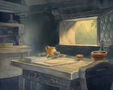 The Art of Snow White and the Seven Dwarfs Snow White Cottage Aesthetic, Disney Background Art, Snow White Concept Art, Snow White Background, Snow White Cottage, Concept Art Landscape, Snow White Evil Queen, Snow White Disney, Disney Background