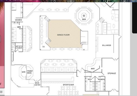 Strip Club Floor Plan, Night Club Floor Plan, Night Club Layout, Nightclub Layout, Bar Layout Plan, Nightclub Floor Plan, Bar Floor Plan, Bars Design, Disco Floor