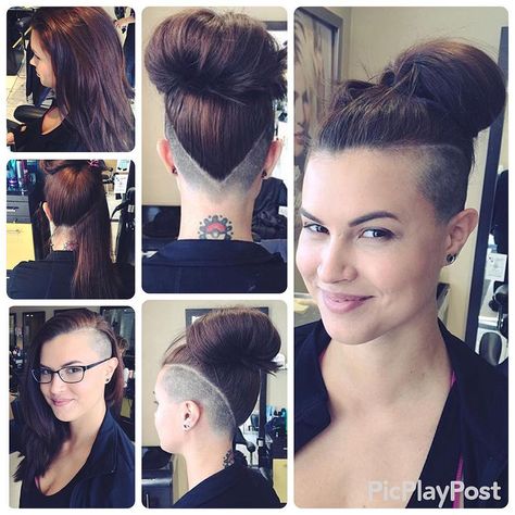 Undercut Hairstyles Women, Undercut Long Hair, Half Shaved Hair, Shaved Hair Designs, Shaved Side Hairstyles, Undercut Hairstyles, Different Hairstyles, A Collage, Shaved Hair