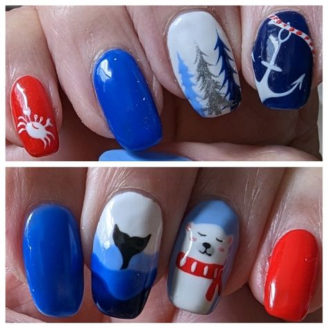 Cruise Nail Ideas Alaska, Alaskan Cruise Nail Designs, Alaskan Cruise Nails Ideas, Alaska Cruise Nail Ideas, Alaska Inspired Nails, Alaska Nails Ideas, Alaska Themed Nails, Cruise Nails Alaska, Alaska Nail Art