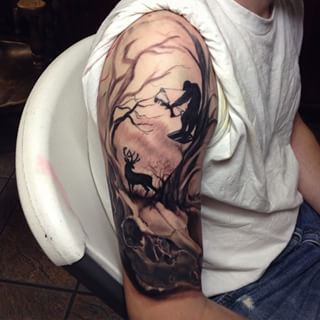 Hunt Tattoo, Duck Hunting Tattoos, Bow Hunting Tattoos, Deer Hunting Tattoos, Antler Tattoos, Elk Tattoo, Deer Skull Tattoos, Deer Tattoo Designs, Hunter Tattoo