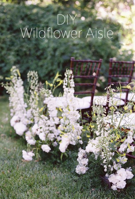 DIY Wildflower Aisle Wedding Ideas via oncewed.com Wildflower Aisle, Outdoor Aisle, Easter Wedding Ideas, Aisle Ideas, Ring Ceremony, Aisle Flowers, Preowned Wedding Dresses, Organic Wedding, Eco Friendly Wedding