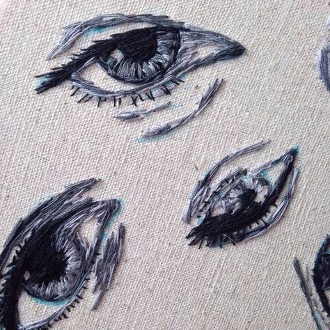 // Pola Sulam, 자수 디자인, Hand Embroidery Art, Embroidery Inspiration, Diy Embroidery, Embroidery And Stitching, An Eye, Art Plastique, Embroidery Projects