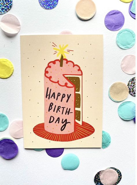 Girly Birthday Cards Handmade, Happy Birthday Graphic, Postcard Design Inspiration, Happy Birthday Drawings, Birthday Painting, Greeting Card Art, Birthday Illustration, Greeting Card Illustration, Happy Birthday Wishes Cards