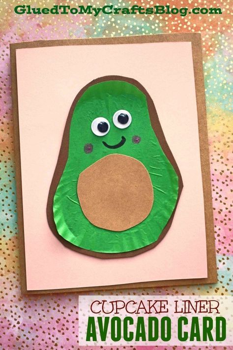 Avocado Card, Flowers For Kids, Avocado Art, Friend Cards, Valentine's Day Crafts For Kids, Spring Crafts For Kids, Kid Craft, Easy Craft Projects, Crafts For Kids To Make