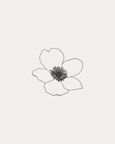 Anemone Tattoo Minimalist, Adonis Flower Tattoo, Red Anemone Flower Tattoo, Japanese Anemone Tattoo, Anemone Tattoo Design, Anenome Flower Tattoos, Moonflower Drawing, Anemone Flower Drawing, Anemone Flower Tattoo