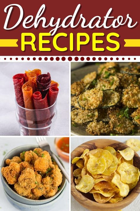 If you love to snack, you have to try these dehydrator recipes. From chips and jerky to yogurt and fruit leather, these recipes are tasty and fun! Yogurt And Fruit, Fruit Leather Recipe, Bean Chips, Dehydrated Foods, Fruit Chip, Spiced Cauliflower, Chicken Jerky, Dehydrated Vegetables, Dried Peppers