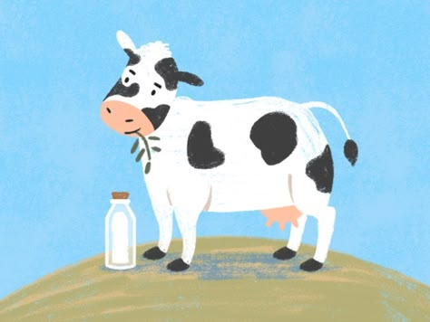 Cow illustration by Maycon Prasniewski on Dribbble Kids Drawing Projects, Cow Illustration, Cow Drawing, Cow Pictures, Drawing Projects, Cute Cows, Art Inspiration Painting, Children's Book Illustration, Children Illustration