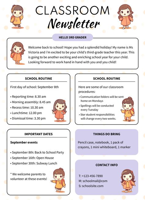 Class Newsletter Template, Teacher Newsletter Template, Kindergarten Newsletter, Class Newsletter, Preschool Newsletter Templates, Preschool Newsletter, Newsletter Template Free, School Newsletter Template, Google Doc Templates