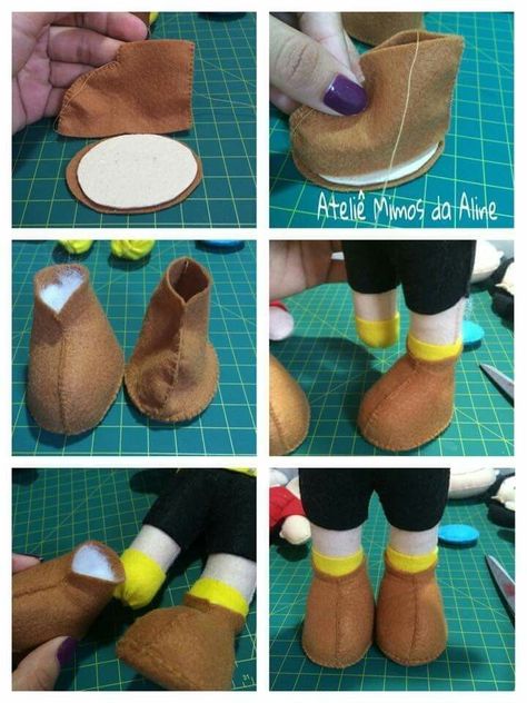 Doll Shoe Patterns, Gnomes Diy, Interior Dolls, Diy Gnomes, Gnome Patterns, Gnomes Crafts, Shoe Pattern, Doll Tutorial, Sewing Dolls