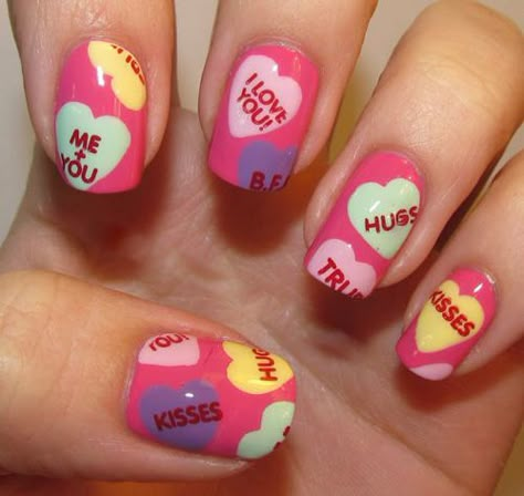 vday nail art! Unghie Nail Art, Valentine Nail Art, Colorful Nail, Heart Nail Art, Cute Nail Art Designs, Nail Designs Valentines, Nails Polish, Cute Nail Art, Heart Nails