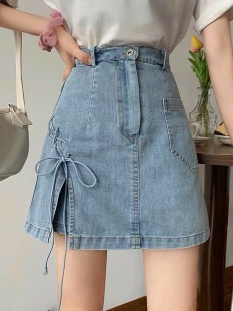 Outfits Ladies, Birthday Party Club, Denim Skirt Outfits, Backless Maxi Dress, Y2k Summer, Casual Day Outfits, Korean Fashion Dress, Quick Outfits, Korean Girl Fashion