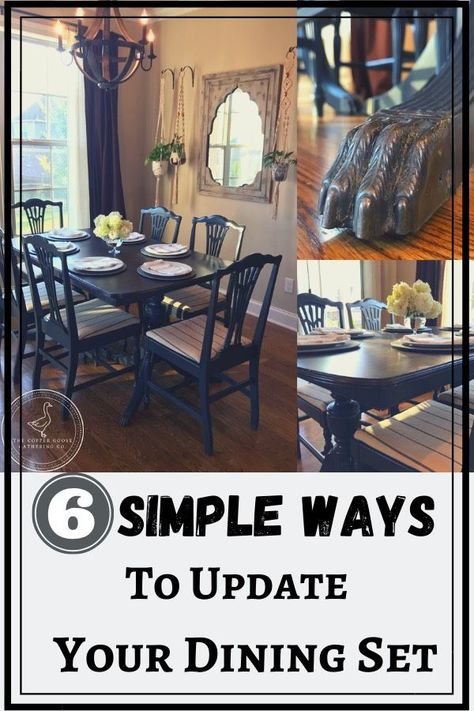 Diy Dining Table Makeover, Dining Room Table Redo, Dining Room Furniture Makeover, Dining Room Chairs Makeover, Unique Diy Furniture, Dining Table Redo, Dining Set Makeover, Farmhouse Furniture Ideas, Painted Dining Room Table