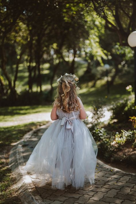 Cute Grey Flower Girl Dress Country Flower Girl Dresses, Country Flower Girl, Grey Flower Girl Dress, Country Flower Girls, Country Style Dresses, Flower Girl Dresses Country, Gray Flower Girl, Flower Girl Gown, Flower Girl Dresses Blue