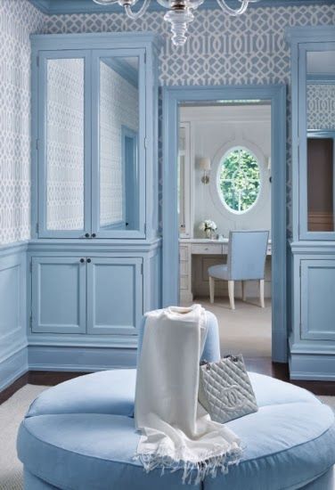 . Bedroom Moody, Cream Bedroom, Bedroom Blue, Baby Blue Aesthetic, Bedroom Decorations, Bedroom Light, Bedroom Wallpaper, Dream Closets, Bedroom Walls