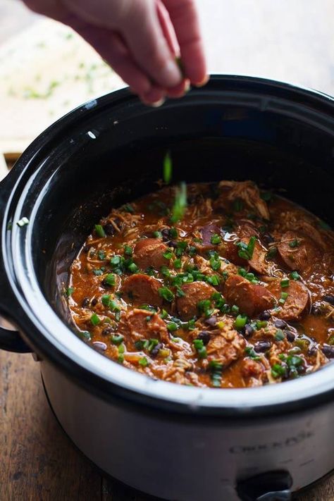 This Slow Cooker Creole Chicken and Sausage just takes 10 minutes to prep and has beans and bell peppers for bonus healthy points. #slowcooker #crockpot #recipe #dinner | pinchofyum.com Creole Chicken And Sausage, Creole Chicken, Chicken And Sausage, Creole Recipes, Hearty Dinner, Crock Pot Slow Cooker, Cajun Recipes, Crockpot Recipes Slow Cooker, Crock Pot Cooking