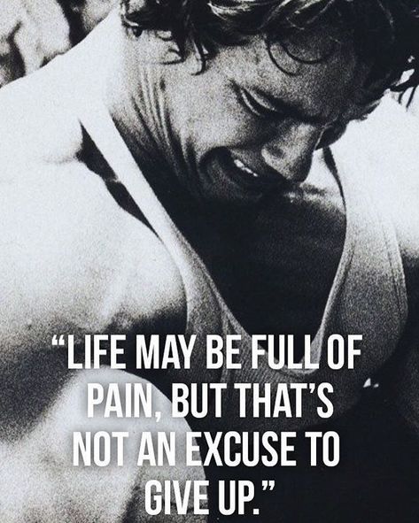 Thats not an excuse to give up . . #abs #aesthetic #aesthetics #bodybuilding #bodybuilder #cardio #fitnessmotivation #exercise #fitness #fitfam #gym #model #motivation #shredded #fit #gains #gainz #muscle #zyzz #model #sixpack #beastmode #selfie #fbf #fitnessmodel #train #training #workout #flexfriday #physique Arnold Schwarzenegger Quotes, Bodybuilding Quotes, Arnold Schwarzenegger Bodybuilding, Frases Fitness, Schwarzenegger Bodybuilding, Weight Lifting Workouts, Gym Quote, Motivation Fitness, Bodybuilding Motivation