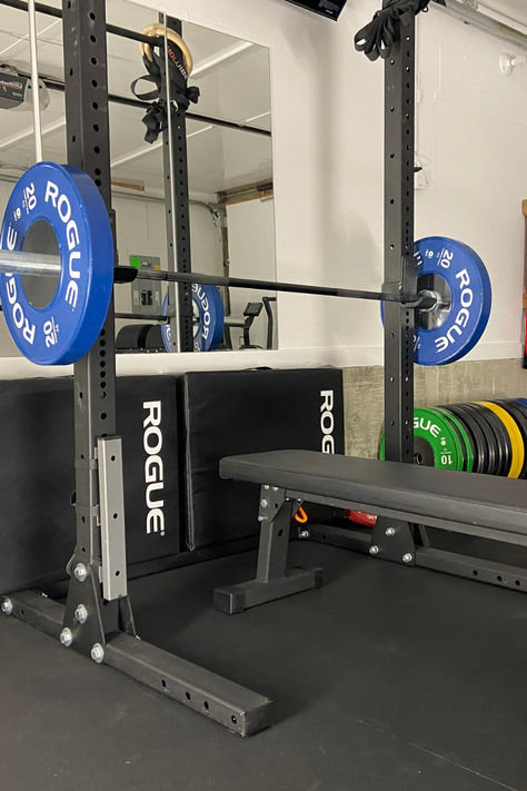 Rogue Home Gym, Rogue Fitness Home Gym, Rogue Gym, Leg Workout Squat Rack, Home Squat Rack, Rogue Squat Rack, Wall Mounted Squat Rack, Gym Squat Rack, Gym Rack